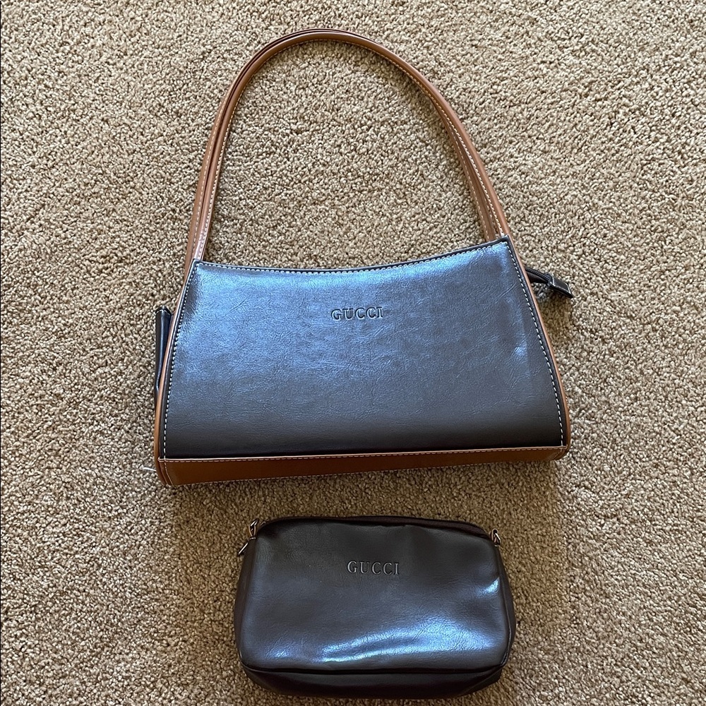 Fashion Brown Shoulder Bag with Pouch